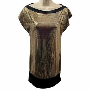 Symphony Women’s Metallic Shiny Gold Mini Dress M